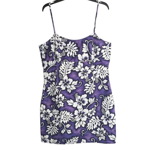Vintage Jade Fashions Purple Hibiscus Hawaiian Made Floral Short Sun Dress XXL - Picture 1 of 4